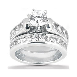 Engagement Ring Set Diamond 4.15 Carats White Gold Ring