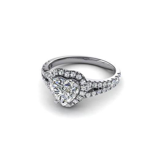 2.65 Ct Solitaire With Accent Sparkling Diamonds Halo Ring White Gold 14K Halo Ring