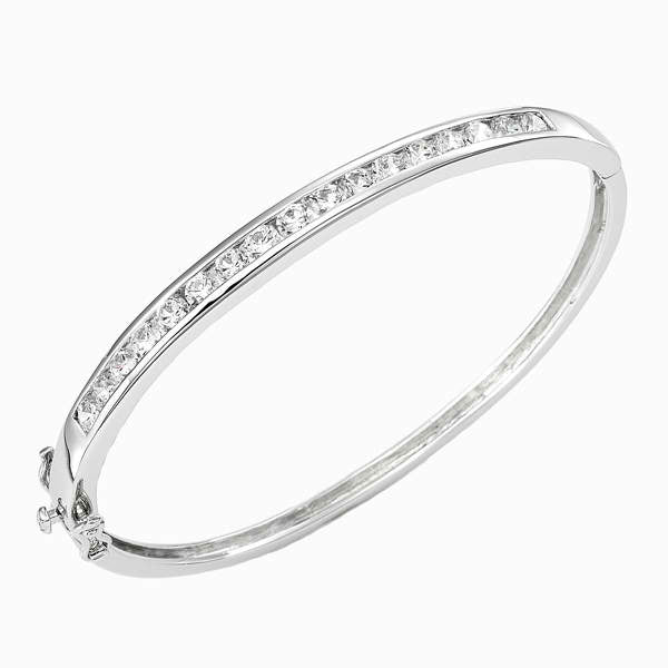 Products Round Diamond Ladies Bangle 2.55 Carats White Gold 14K Success