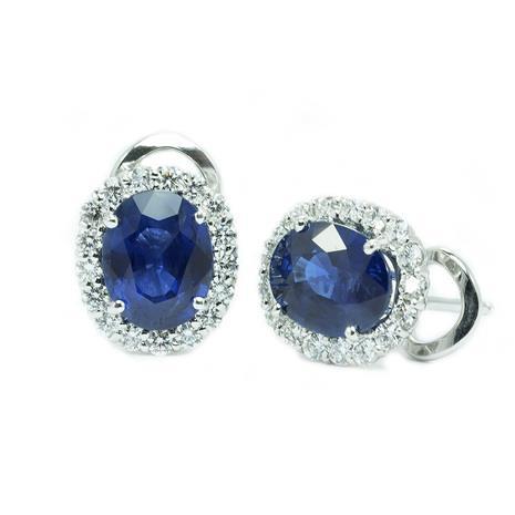   Gorgeous fancy Oval Sri Lanka Sapphire And Diamond Earring Gold Jewelry White Gold  Gemstone Earring