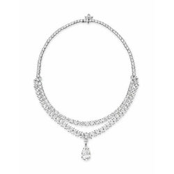 27 Ct Pear Cut With Round Diamond Necklace White Gold 14K