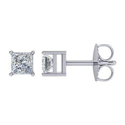 2.7 Ct Princess Cut Diamond Stud Earring 14K White Gold