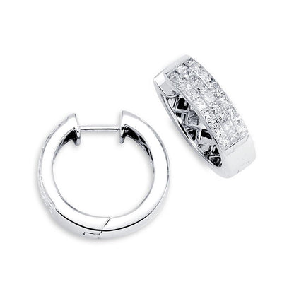  Natural Brilliant Princess Cut Diamond Women Hoop Earrings Hoop Earrings