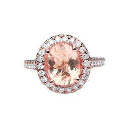 27.50 Ct Solitaire With Accent Morganite With Diamonds Ring Gold 14K