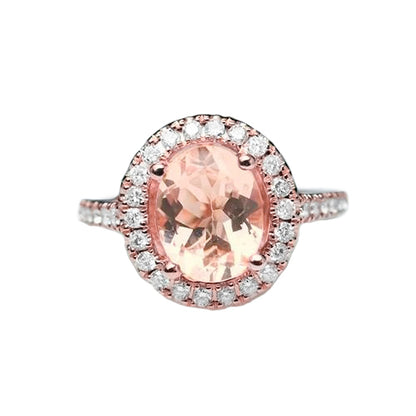 New Solitaire With Accent Morganite With Diamonds Ring Gold