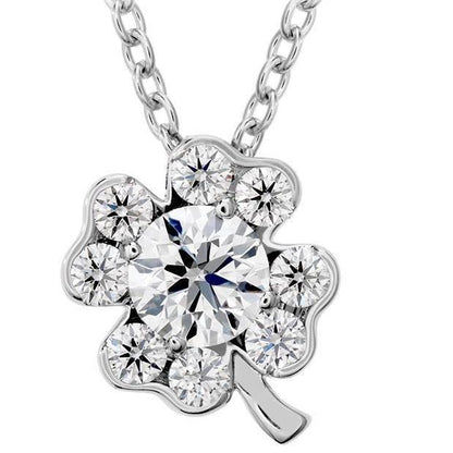 2.70 Carats Diamonds Flower Style Pendant Necklace With Chain 14K Gold Pendant