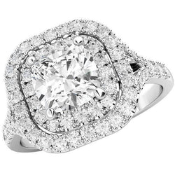 Natural  2.70 Carats Halo Diamond Fine Ring Split Shank White Gold 14K