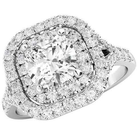 2.70 Carats Halo Diamond Fine Ring White Gold 14K Halo Ring