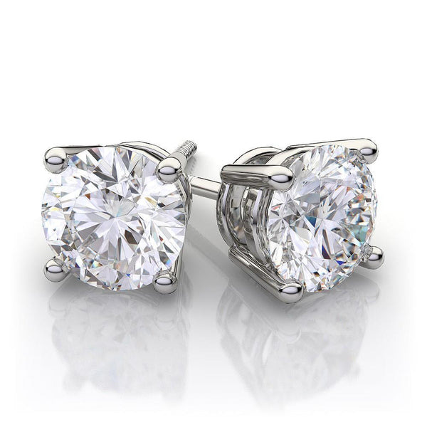 New Amazing Round Solitaire Diamond Lady White Gold  Stud Earrings