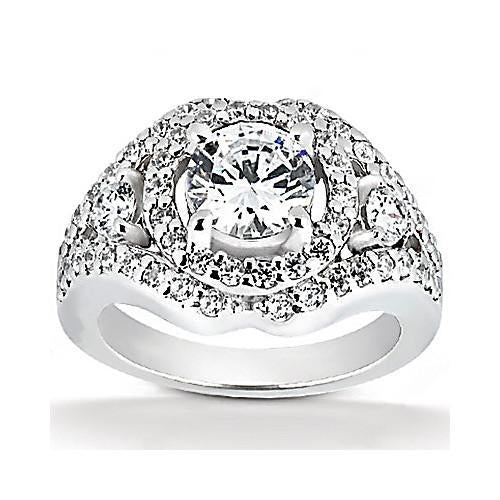  Vintage Style White Elegant Woman's Anniversary  Big Diamond Ring White Gold Anniversary Jewelry