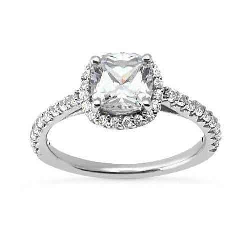 2.75 Carat Cushion Halo Diamond Solitaire With Accents Ring White Gold 14K Jewelry Halo Ring