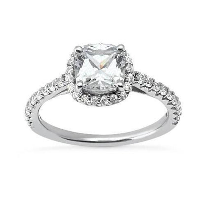 2.75 Carat Cushion Halo Diamond Solitaire With Accents Ring White Gold 14K Jewelry Halo Ring