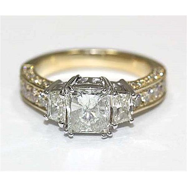 2.75 Carat F Vs1 Three Stone Diamond Ring Diamond Gold Ring Solitaire Ring with Accents