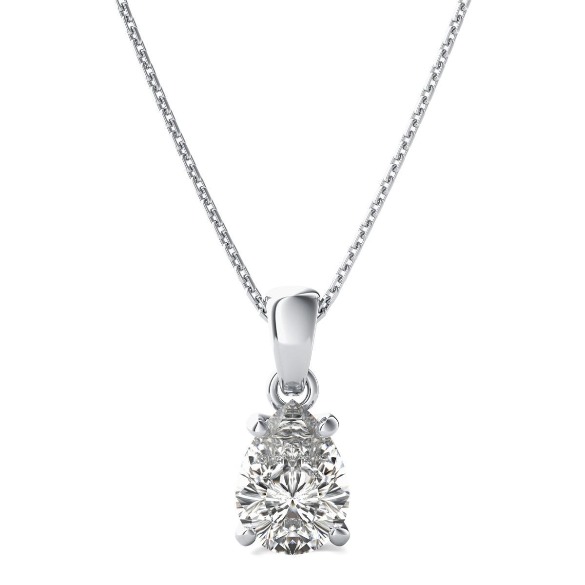 2.75 Carat Pear Cut Sparkling Diamond Pendant Necklace White Gold Pendant