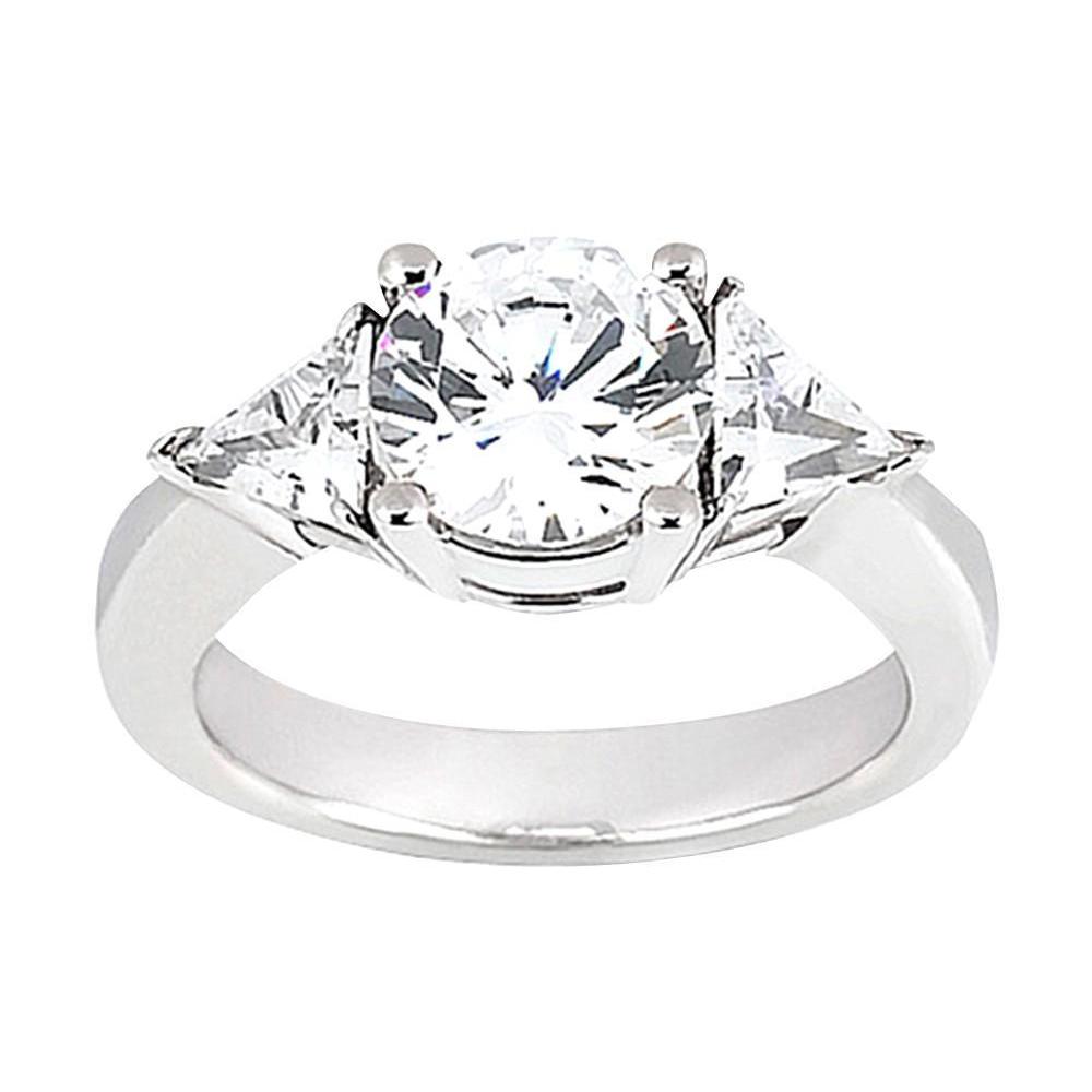 2.75 Carat Round Cut Trilliant Three Stone Diamond Ring White Gold Three Stone Ring