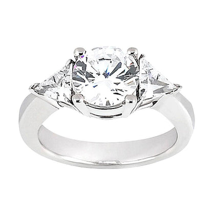 2.75 Carat Round Cut Trilliant Three Stone Diamond Ring White Gold Three Stone Ring