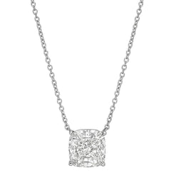 2.75 Carat Solitaire Cushion Diamond Pendant Necklace White Gold