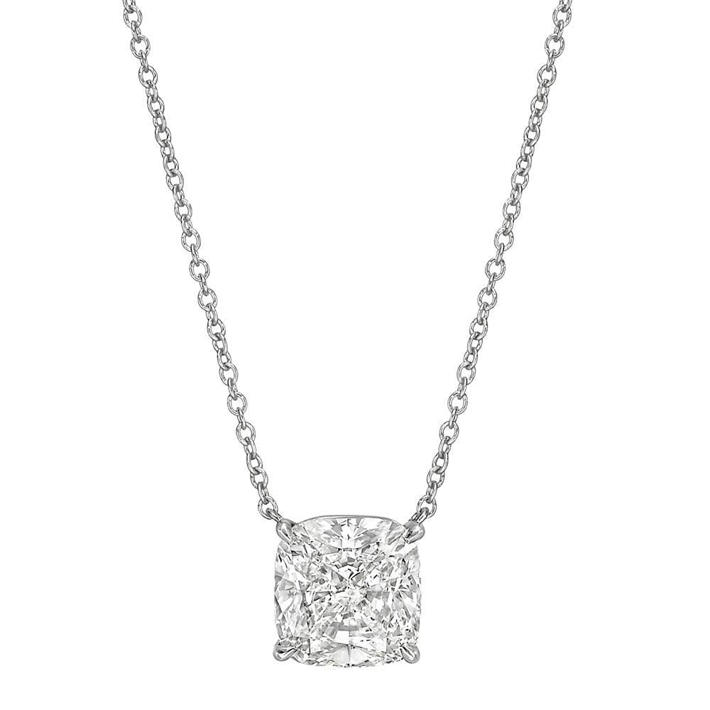 2.75 Carat Solitaire Prong Set Diamond Pendant Necklace White Gold Pendant
