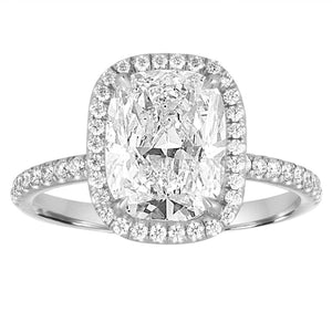 2.75 Carats Cushion Cut With Round Halo Diamond Ring White Gold 14K Halo Ring