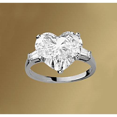 2.75 Carats Heart & Baguette Diamonds Ring 3 Stone Jewelry F Vs1 Vvs1 Three Stone Ring
