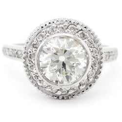 Natural  Diamond Halo Engagement Ring 2.75 Carats White Gold 14K