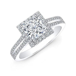 Natural  2.75 Carats Princess Cut Diamonds Engagement Halo Ring 14K White Gold