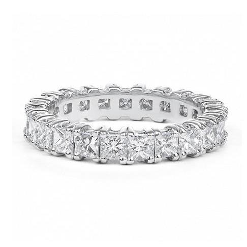 2.75 Carats Princess Cut Diamonds Women Wedding Band White Gold Eternity Band
