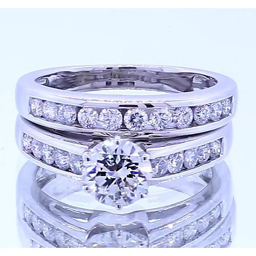 2.50 Carats Round Diamond Engagement Ring Set White Gold 14K