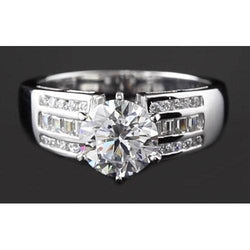 Real  2.75 Carats Round Diamond Thick Shank Engagement Women's Ring