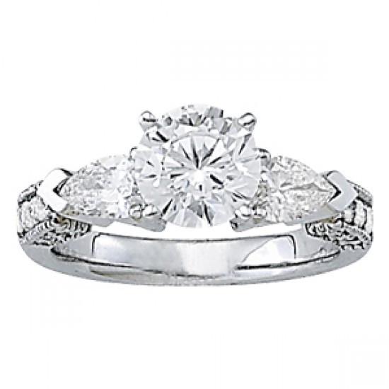 2.75 Carats Round Diamonds Three Stone Style Engagement Ring Solid Gold 14K Three Stone Ring