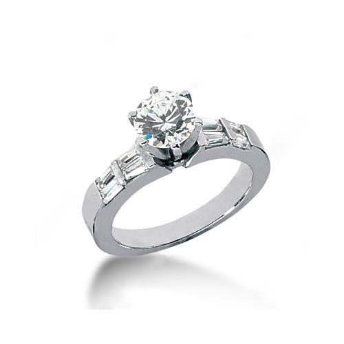 Sparkling Unique Solitaire Ring with Accents White Gold Diamond