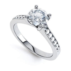 2.75 Ct Solitaire With Accent Natural Earth Mined Diamonds Engagement Ring White Gold 14K