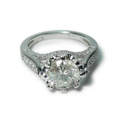 2.75 Carat Solitaire With Accents Diamond Engagement Ring White Gold