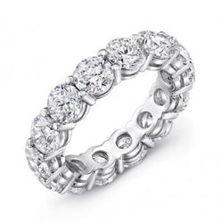 5.60 Carats Round Natural Earth Mined Diamond Eternity Wedding Band 14K White Gold