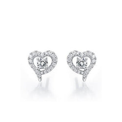 1.40 Carats Natural Earth Mined Diamond Heart Shape Halo Stud Earring 14K White Gold