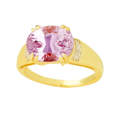 natural round kunzite 28.25ct ring front view