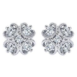 2.80 Carats Gorgeous Diamonds Lady Studs Earring 14K White Gold New