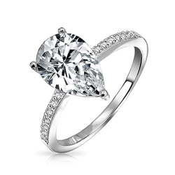 2.80 Carats Pear & Round Natural Earth Mined Diamonds Engagement Ring