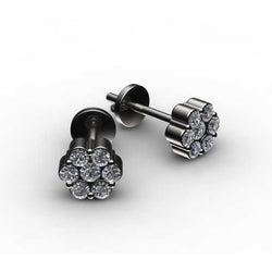 2.10 Ct Round Cut Natural Earth Mined Diamond Flower Shape Studs Earring