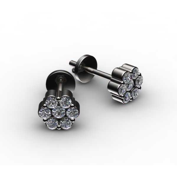 New Ladies  Ct Round Cut Diamond Flower Shape Studs Earring 