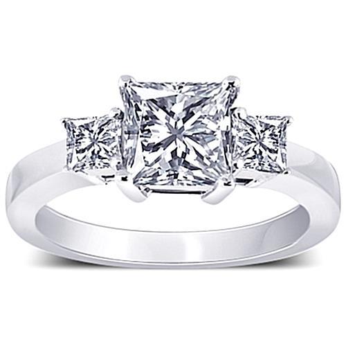 2.80 Carat Three Stone Princess Diamonds Anniversary Ring Three Stone Ring