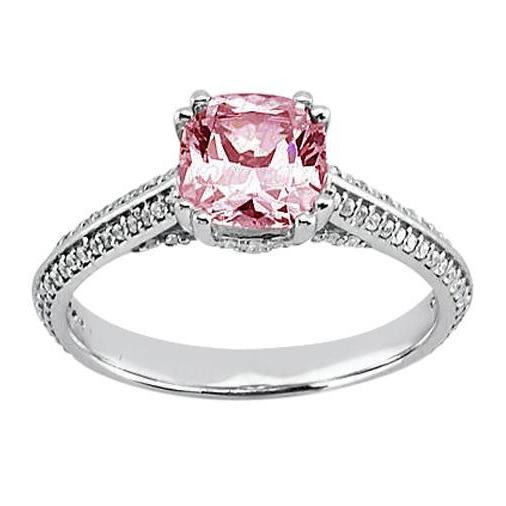  Brilliant Pink Cushion Diamond Engagement Ring Gemstone Gemstone Ring
