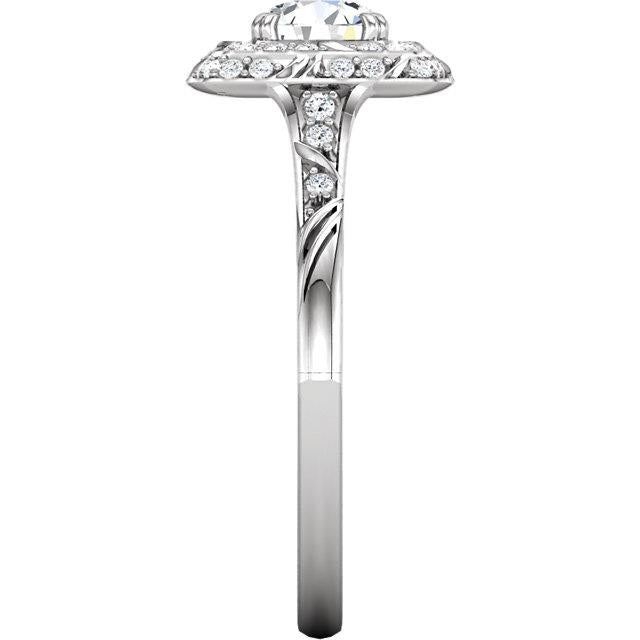Halo Ring Vintage Style Round Diamond Halo Ring With Accents 1.79 Ct.