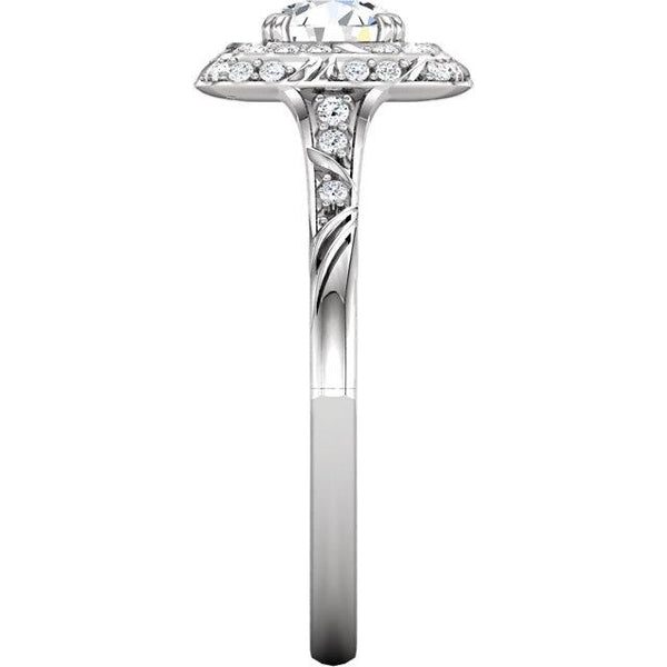 Halo Ring Vintage Style Round Diamond Halo Ring With Accents 1.79 Ct.