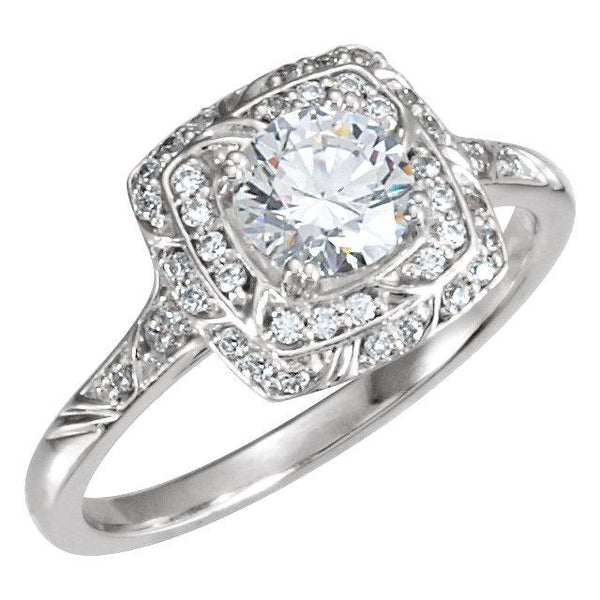 1.79 Cts. Round Diamonds Solitaire With Accents Halo Ring Halo Ring
