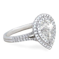2.85 Carats Pear And Round Diamond Halo Ring