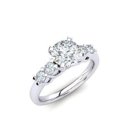 Real  Round Cut Diamond Engagement Ring 2.85 Carats Prong Set White Gold 14K