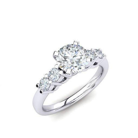 Woman's White Gold Weeding Anniversary  Prong Set Round Cut Diamond Engagement Ring White Gold 14K Engagement Ring