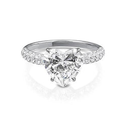 2.85 Carats Women Heart Diamond Engagement Ring White Gold 14K