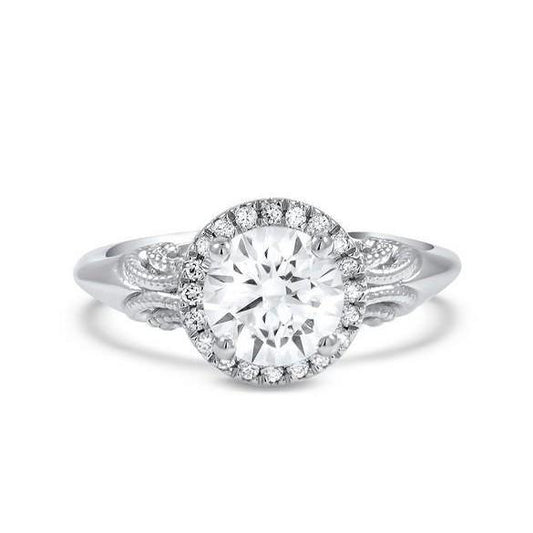 2.85 Ct With Accent Round Cut Diamonds Halo Ring White Gold Halo Ring